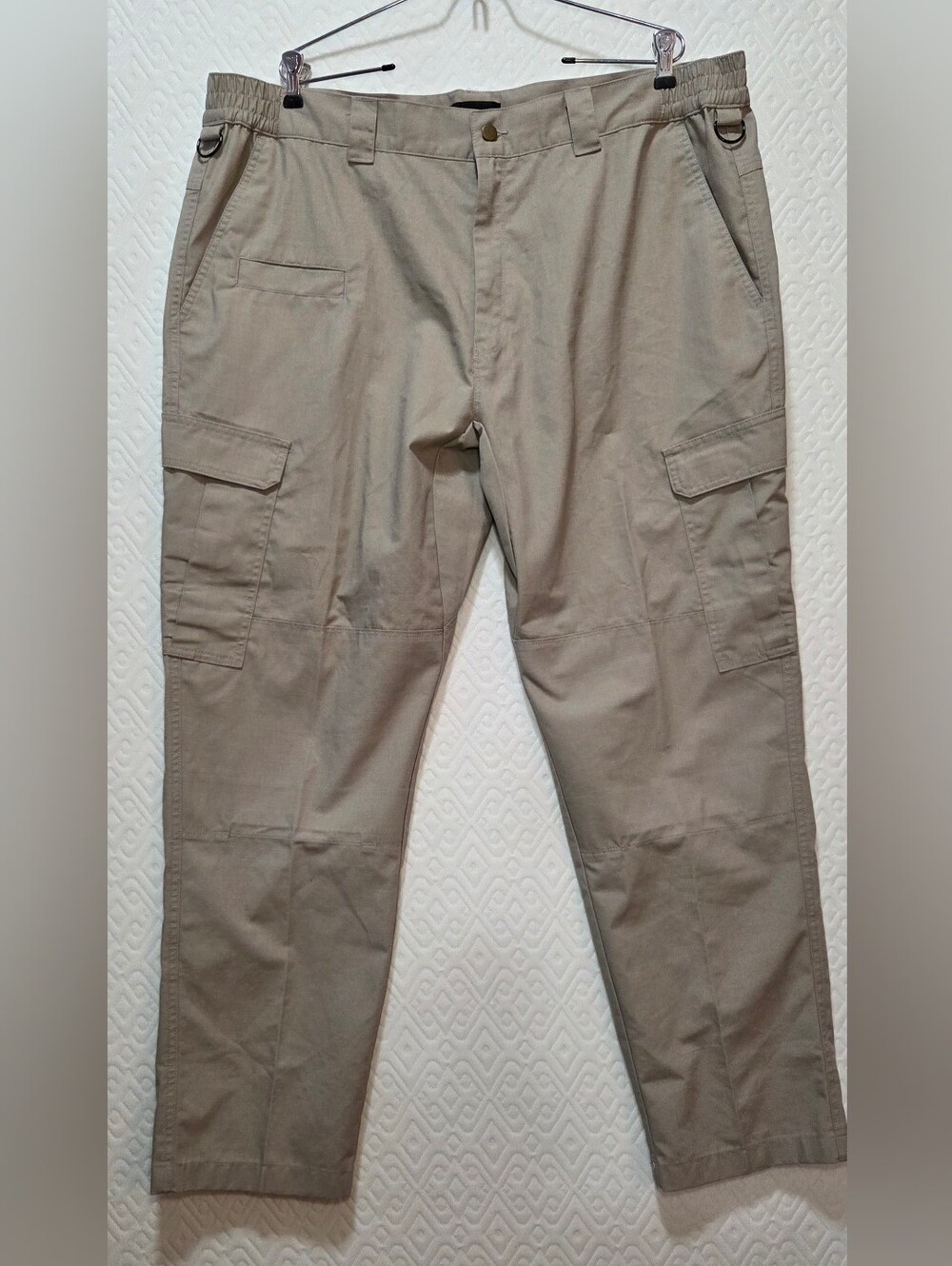 Galls 42/32 Pro Mens Tactical Cargo Pants Tan Ripstop Poly/Cot, Elastic Waist